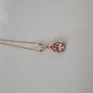 EFFY 14K Rose Gold Diamond Morganite Necklace